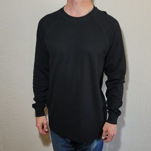 Roundtree & Yorke Mens Shirt Large Black Sleepwear Jersey Pajama Long Sleeve